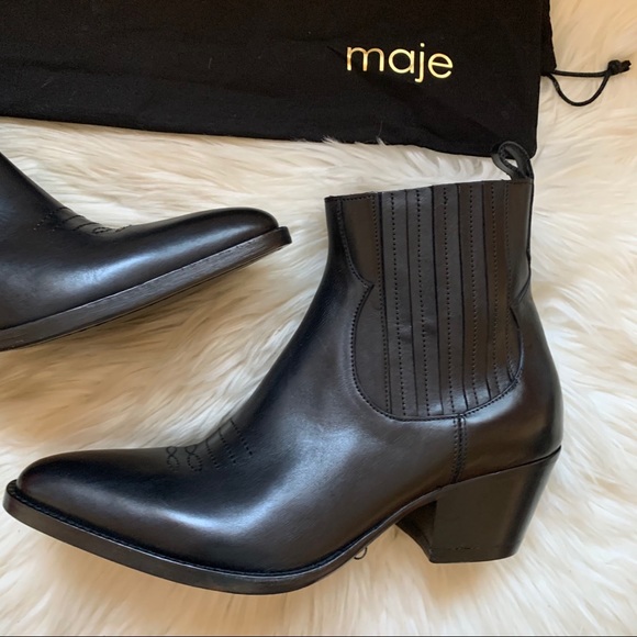 Maje Shoes New Maje Farwest Leather Cowboy Ankle Boots Poshmark